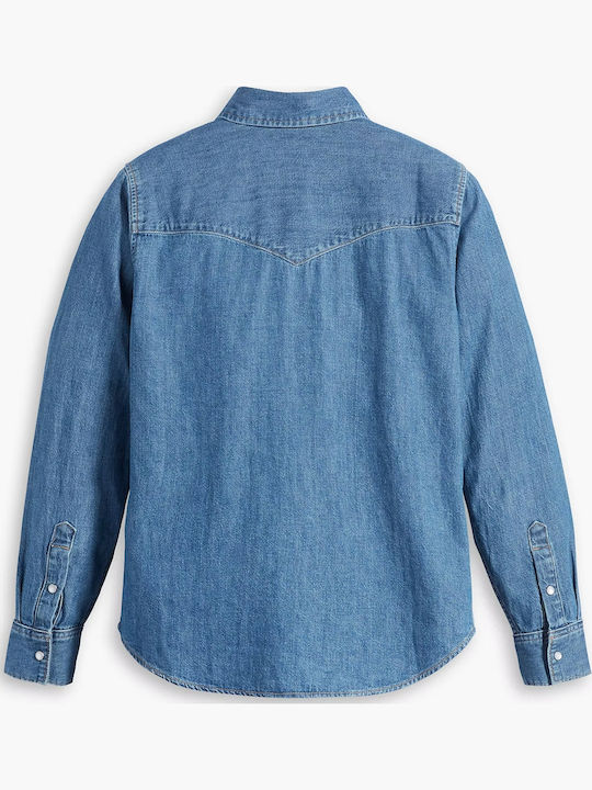 Western Women's Denim Long Sleeve Shirt Indigo
