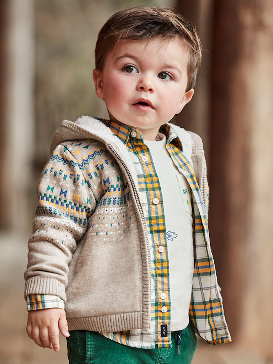 Mayoral Kids Cardigan Knitted with Hood Stone