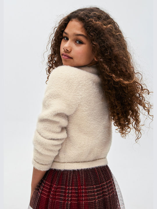 Mayoral Girls Knitted Cardigan with Zipper Beige