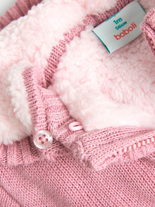 Kinder-Sweatshirtjacke Baumwolle mit Kapuze Rosa