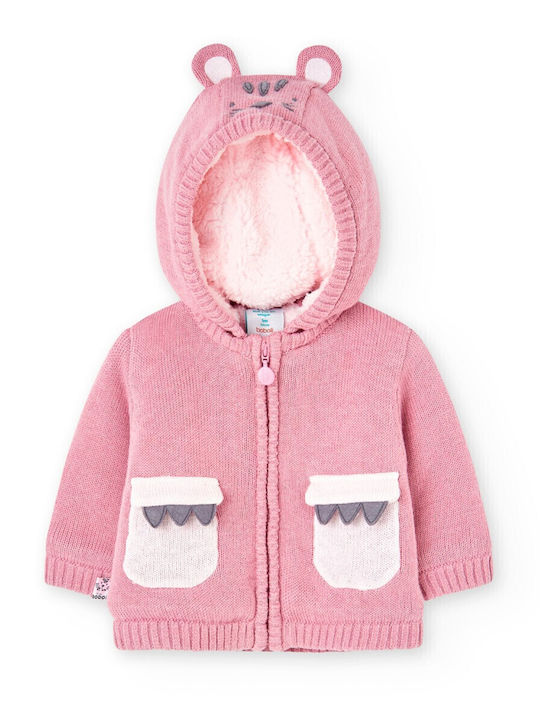 Kinder-Sweatshirtjacke Baumwolle mit Kapuze Rosa