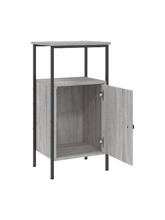 Wooden Bedside Table with Metal Legs Gray Sonoma 41x31x80cm