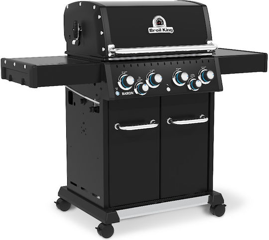 Broil King Baron 490 Gasgrill Gusseisen Rost 65.2cmx44.4cmcm mit 4 cm 12.4kW und Seitenbrenner