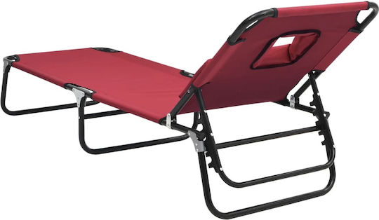 vidaXL Foldable Steel Beach Sunbed Red 189x56x83cm