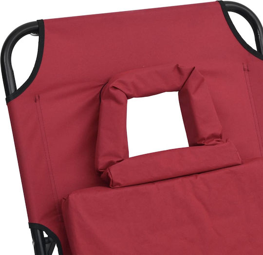 vidaXL Foldable Steel Beach Sunbed Red 189x56x83cm