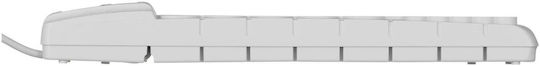 Steckdosenleiste 10 Positionen mit USB-A, Schalter und Kabel 3m Gray