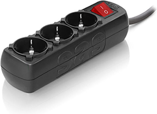 SAS 3-1 Power Strip with Surge Protection 4 Positions with Switch and Cable 1.5m