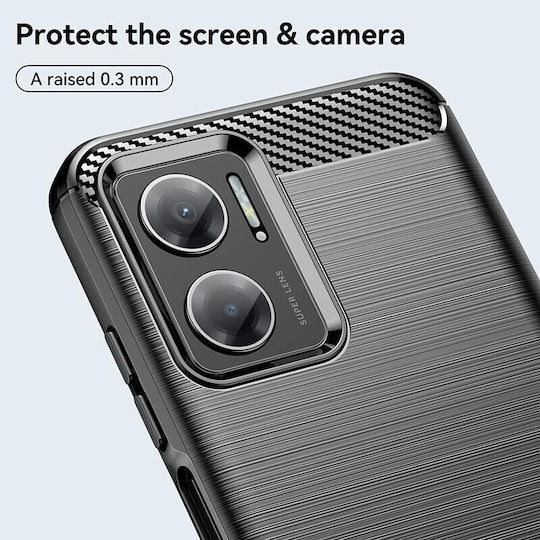 Brushed Carbon Fiber Задна корица Силикон Черен (Redmi 10 5G)
