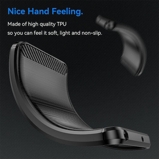 Brushed Carbon Fiber Back Cover Silicon Negru (Moto E13)