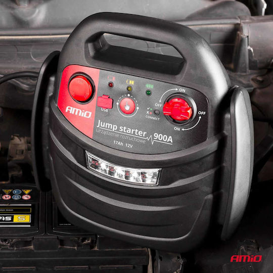 AMiO Portable Car Battery Jump Starter 300A with USB / Pump / Φακό / Power Bank 12V