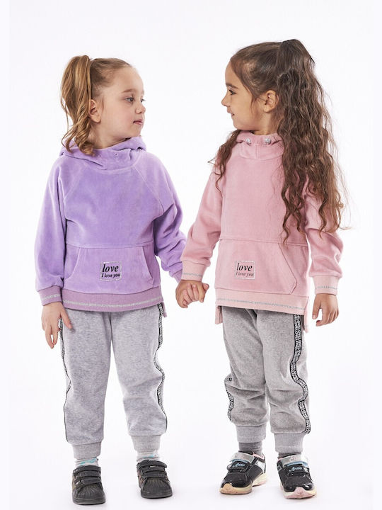 Εβίτα Copilăresc Set de pantaloni de trening Violet 2buc