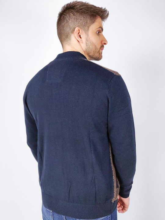 Clever CF-20710 Men's Knitted Cardigan with Zipper Blue