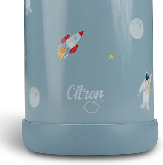 Citron Kids Water Bottle Stainless Steel with Straw Non Spill Light Blue 350ml