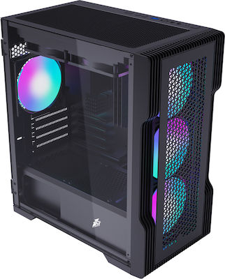 1STPLAYER T3-BK-4F1 Midi Tower Computer Case with Window Panel Black