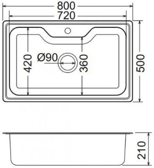 Maidtec Inset 1B 101050601 Drop-In Мивка Inox Сатен Ш80xД50см Сребрист