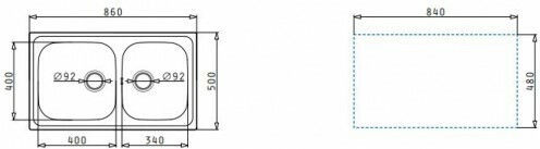 Pyramis Dorian 2B 107169701 Drop-In Sink Left Inox Matte W86xD50cm Silver