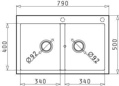 Pyramis Alazia 2B 070136911 Drop-In Мивка от Синтетичен Гранит Ш79xД50см Слонова кост