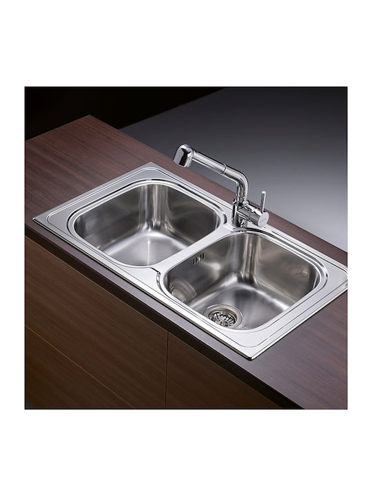 Pyramis Amaltia 2B 107132601 Drop-In Sink Inox Satin W86xD50cm Silver