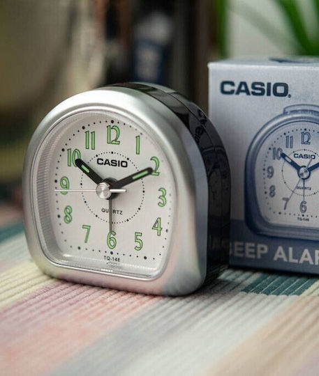 Casio Επιτραπέζιο Ρολόι με Δείκτες Πλαστικό με Ξυπνητήρι Γκρι TQ-148-8E