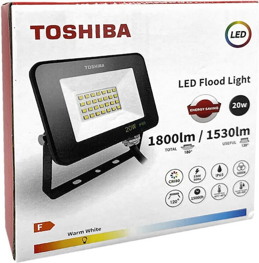 Toshiba Waterproof LED Floodlight 20W Warm White 3000K IP65