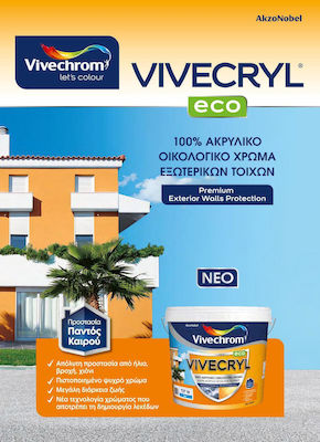 Vivechrom Vivecryl Eco Plastic Acrilyc Ecological Paint for Exterior Use White 3lt