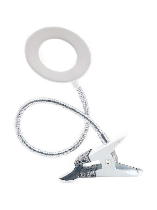 Inlight LED Office Lamp with Flexible Arm and Clip in White Color