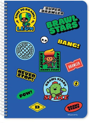 Diakakis Spiral Notebook Ruled B5 60 Sheets 2 Subjects Brawl Stars 1pcs (Μiscellaneous Designs/Colors)