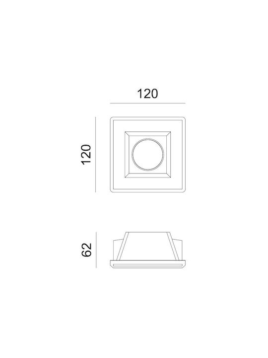 Aca Trimless Zoe Τετράγωνο Γύψινο Χωνευτό Σποτ με Ντουί GU10 σε Λευκό χρώμα 12x12cm