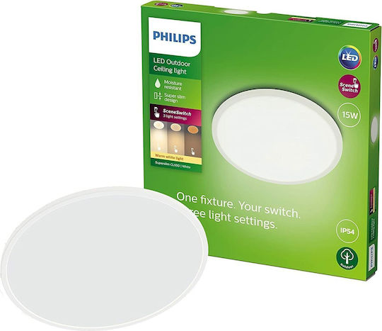 Philips Rotund Încastrat Panou LED Putere 15W cu Alb Cald Lumini 25x25cm.