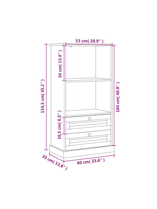 Βιβλιοθήκη Μπεζ 60x35x114.5εκ.