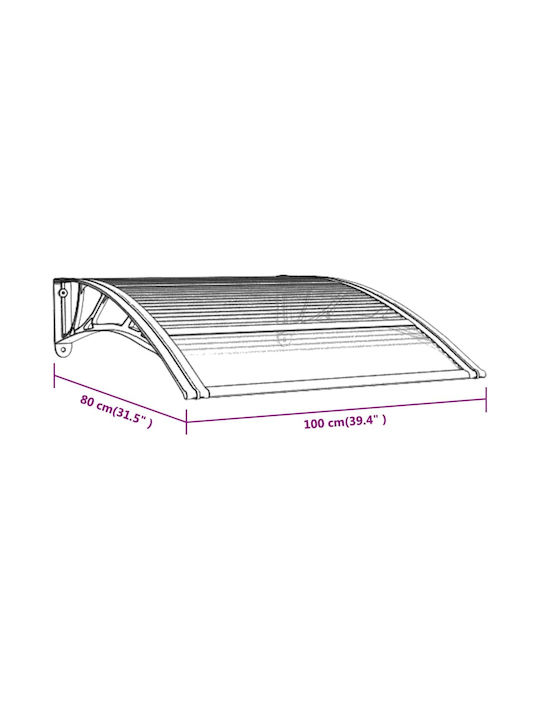 vidaXL Πολυκαρβονικό Στέγαστρο Π100xΒ80cm