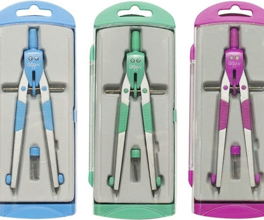 Groovy Metallic Compass with Point and Circle Cutter in Case Blue (Μiscellaneous colours)