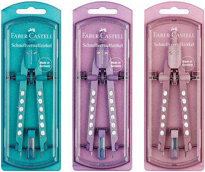 Faber-Castell Factory Sparkle Metallic Compass with Point and Circle Cutter in Case Petrol Blue