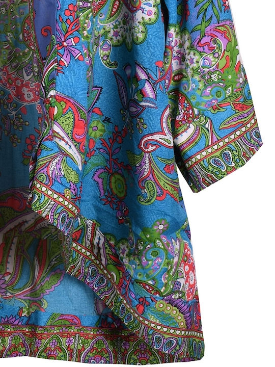 Kimono boho kimono pentru femei boho scurt albastru Albastru