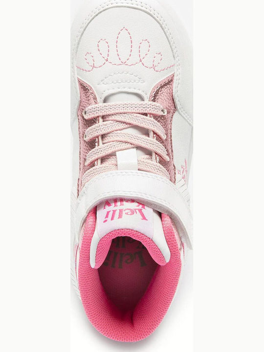 Frangetta Mix Kids Sneakers High with Scratch Bianco Rosa