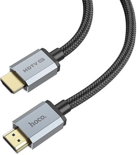 Hoco US03 HDMI 2.1 Ultra High Speed 48Gbps 4K 120Hz HDR VRR Braided Cable HDMI male - HDMI male 3m Μαύρο