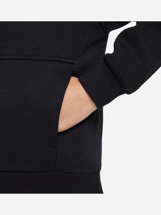 Fleece Kids Sweatshirt with Hood Black Sportswear Club