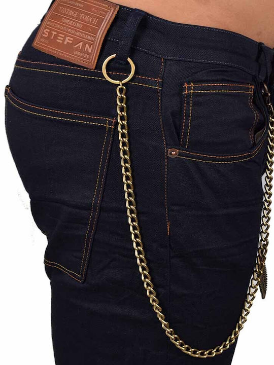 Men's Elastic Jeans Pants Navy Blue