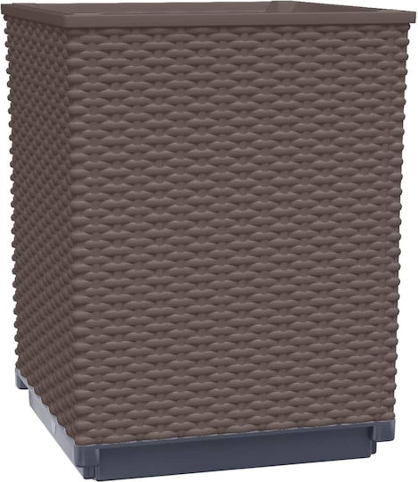 vidaXL Set of 4 Plastic Brown Planter Boxes 30cm