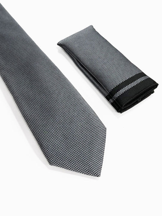 Tresor Set de Cravată pentru Bărbați Tipărit în Culorea Gri