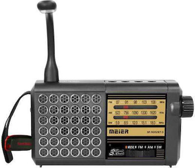 M9002BTS Retro Portable Radio Solar with Bluetooth Black