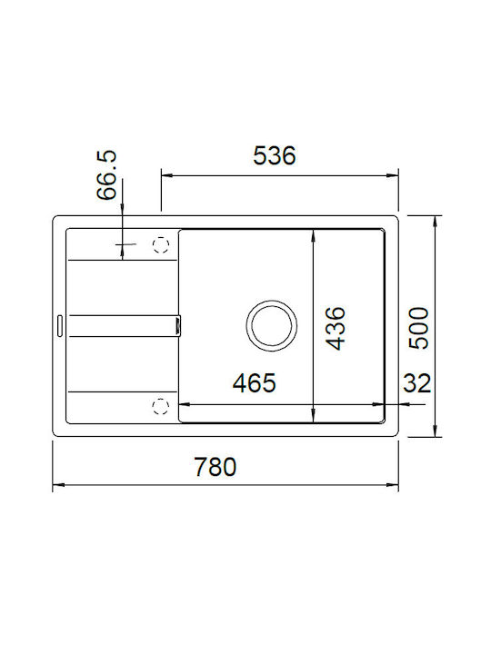 Schock Cristalite Manhattan 110-30180-1401 Drop-In Мивка от Синтетичен Гранит Ш78xД50см Неро