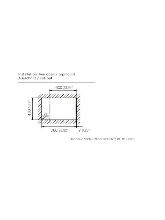 Schock Cristalite Manhattan 110-30180-1401 Drop-In Мивка от Синтетичен Гранит Ш78xД50см Неро