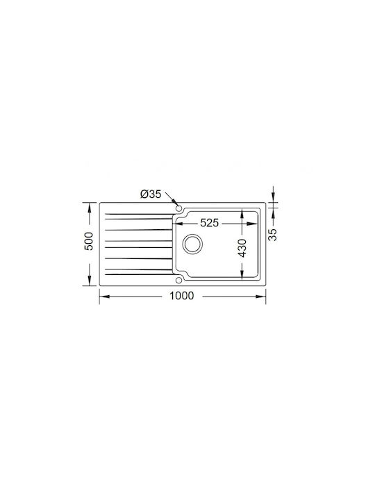 Duralit KS105 KS105-300 Drop-In Мивка от Синтетичен Гранит Ш100xД50см Bianco Artico