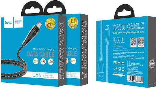 Hoco Braided USB 2.0 to micro USB Cable Γκρι 1.2m (U56 Metal Armor)
