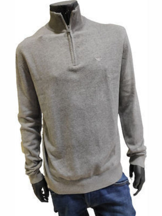 Gnious Herren Langarm-Pullover Ausschnitt mit Reißverschluss Gray