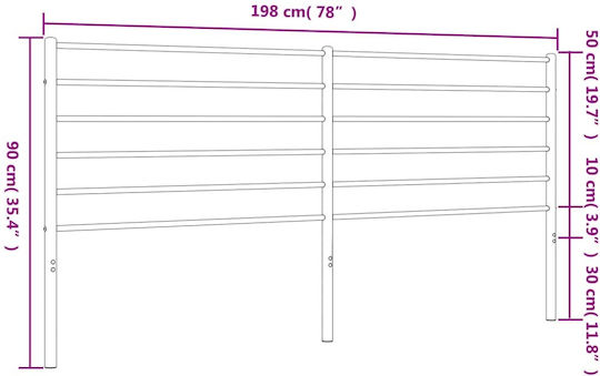 vidaXL Metallic Black Bed Headboard 198x90cm
