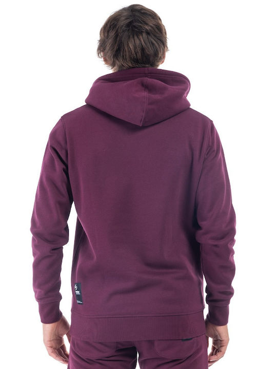 District75 Herren Sweatshirt mit Kapuze Burgundisch