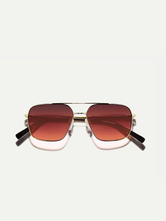 Moscot Shtarker Sonnenbrillen mit Cabernet Brown Rahmen und Gold Verlaufsfarbe Linse