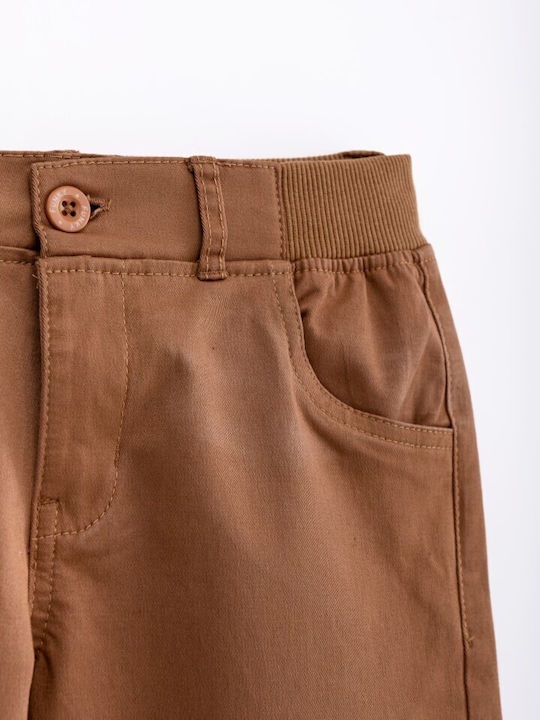 Funky Boys Fabric Cargo Trouser Tabac Brown